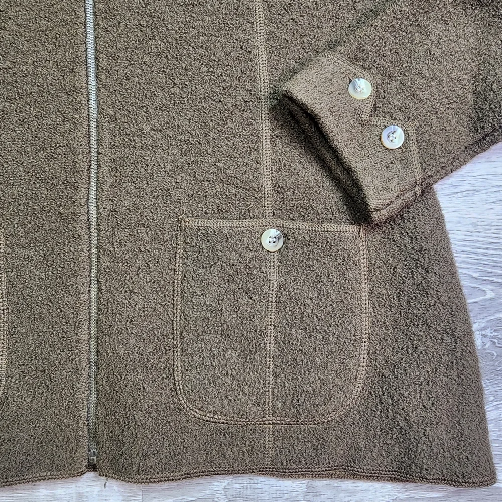 VINTAGE JH COLLECTIBLES Wool Green Zip Up Coat Jacket Large - Picture 3 of 16